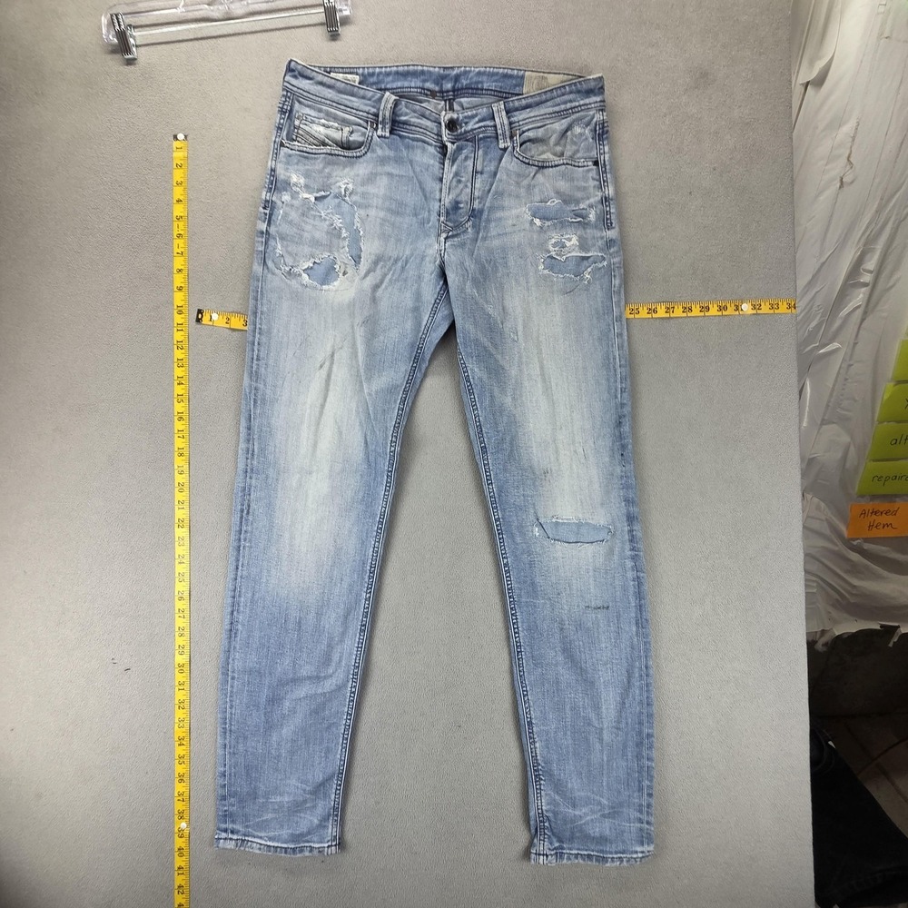 Diesel Jeans Mens 33x34 Larkee Beex Regular Tapered Light Wash Thrashed 0857F